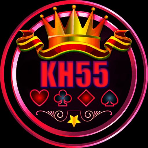 KH55 cartoon hero with phone, coins, and game icons in a Cambodia city vibe